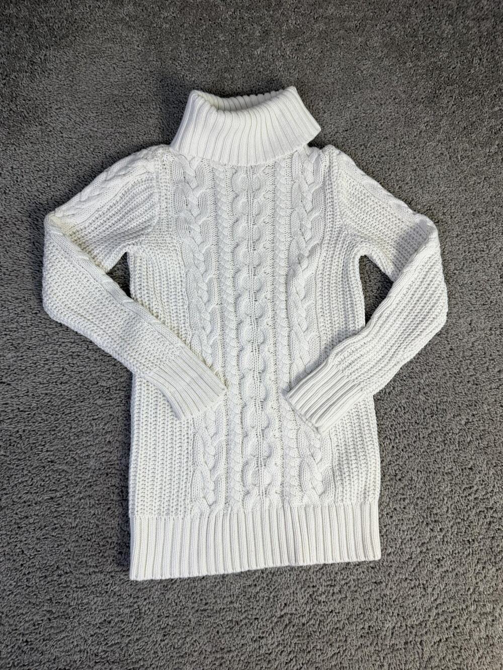 Gap Sweater Tunic Womens S White Cable-Knit Turtleneck Heavyweight Cotton